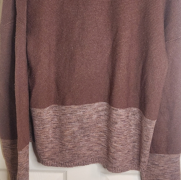PrAna L Brown Crystal Beach Boho Bell Sleeve V-neck Knit Pocket Women's Sweater - Picture 12 of 12
